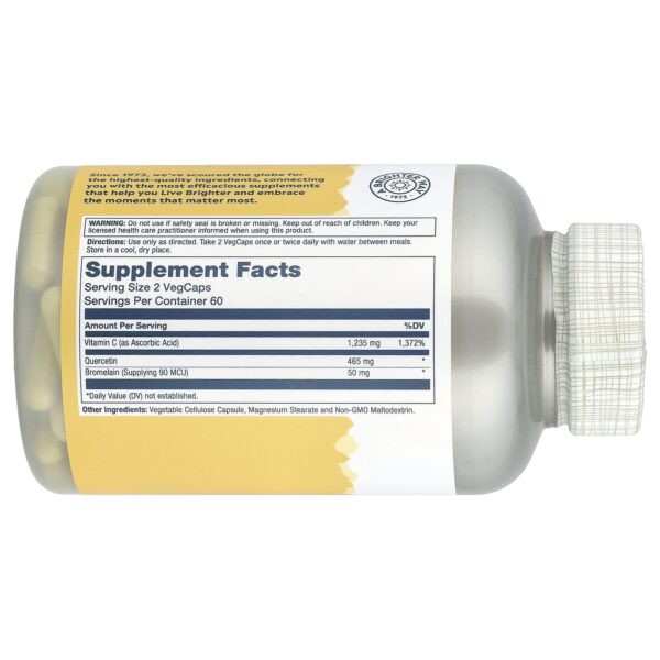 Solaray, Quercetin, bromelain and vitamin C, 120 vegetable capsules