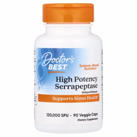 Doctor's BEST High-Efficiency Serrapeptase, 120,000 USP, 90 Vegetarian Capsules