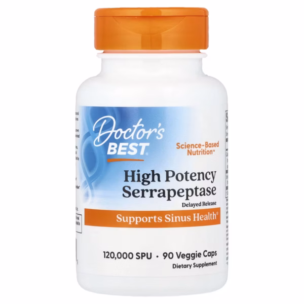 Doctor's BEST High-Efficiency Serrapeptase, 120,000 USP, 90 Vegetarian Capsules