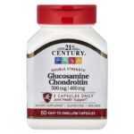 21st Century, Glucosamine and Chondroitin, 500 mg/400 mg, 60 easy-to-swallow capsules