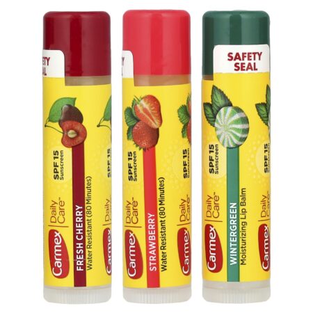 Carmex Daily Care® Moisturizing Lip Balm, SPF 15, Assortment, 3 packs, 4.25 g each