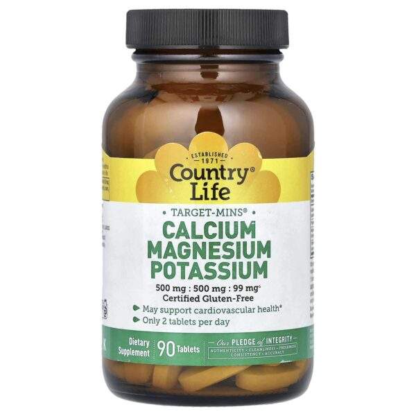 Country Life Country Life, Target-Mins®, Calcium Magnesium Potassium, 180 Tablets