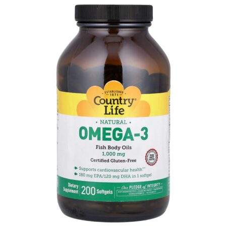 Country Life Natural Omega-3, 1000 mg, 200 Softgels