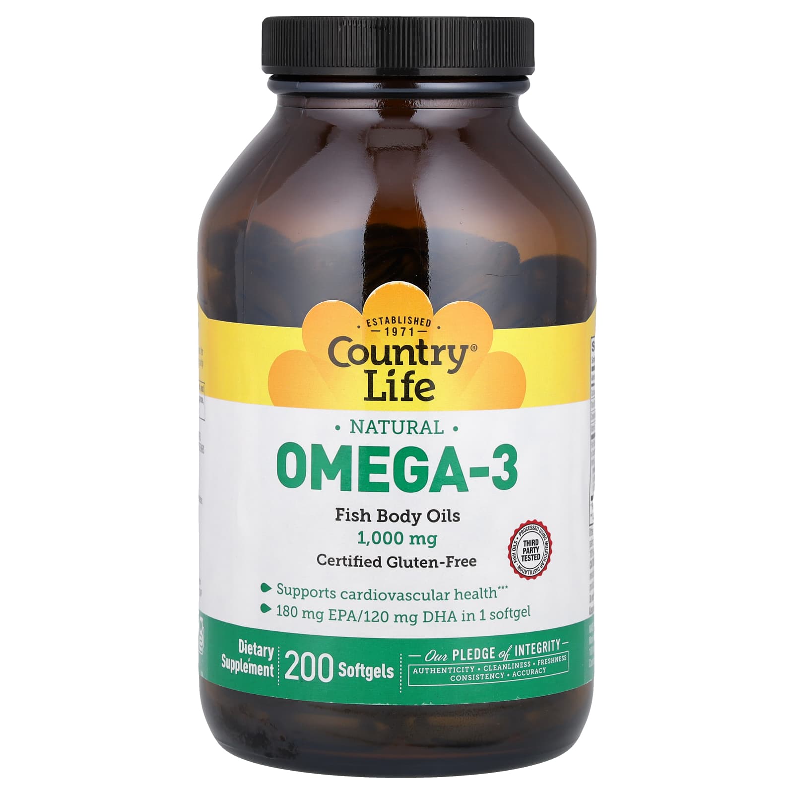 Country Life Natural Omega-3, 1000 mg, 200 Softgels