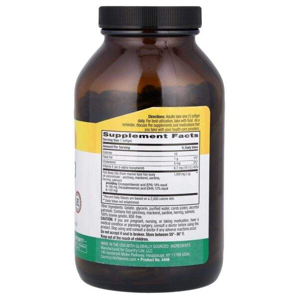 Country Life Natural Omega-3, 1000 mg, 200 Softgels