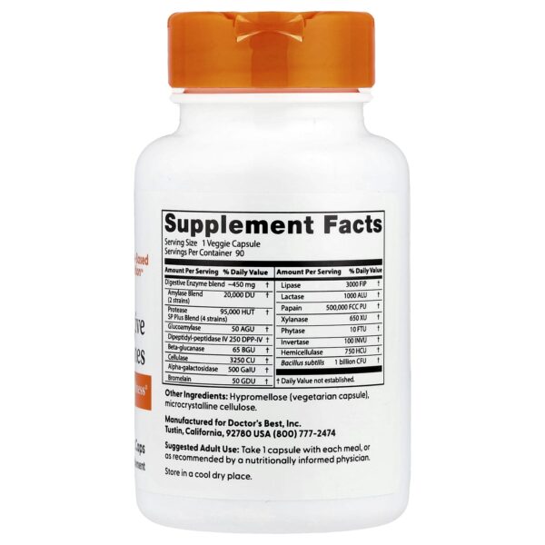Doctor's BEST Best Digestive Enzymes, All Vegetarian, 90 Vegetable Capsules