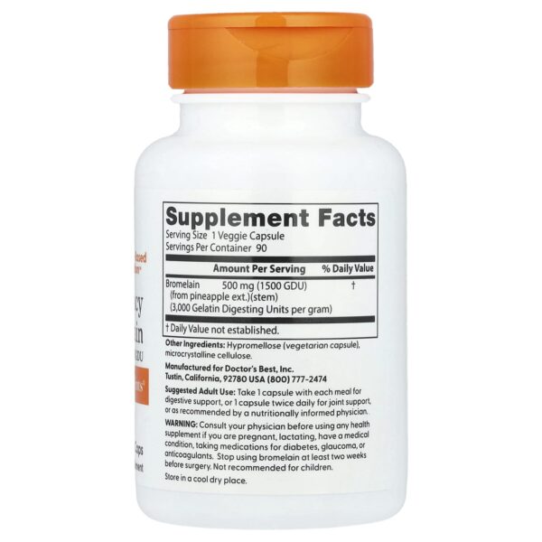 Doctor's BEST Bromelain 3000 GDU, High Strength, 500 mg, 90 Vegetable Softgels