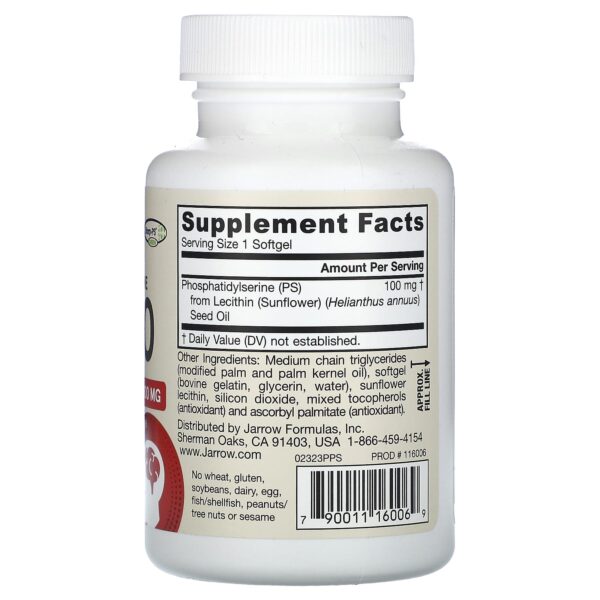 Jarrow Formulas PS 100 Phosphatidylserine 100 mg 60 capsules.