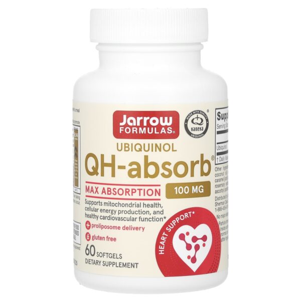 Jarrow Formulas, Ubiquinol, QH-Absorb, Maximum Absorption, 100 mg, 60 Softgel Capsules