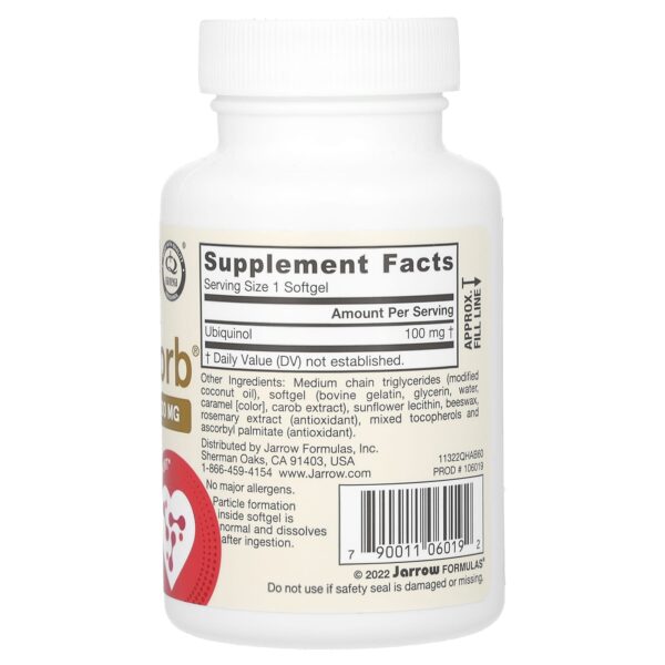 Jarrow Formulas, Ubiquinol, QH-Absorb, Maximum Absorption, 100 mg, 60 Softgel Capsules