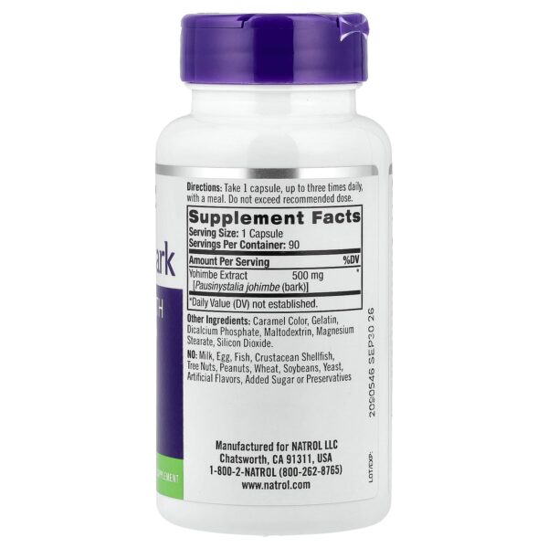 Natrol Yohimbe Bark, 500 mg, 90 capsules