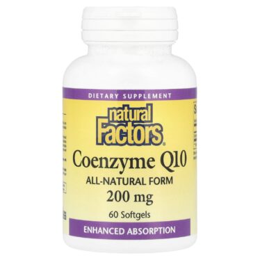 Natural Factors Coenzyme Q10, 200 mg, 60 softgel capsules