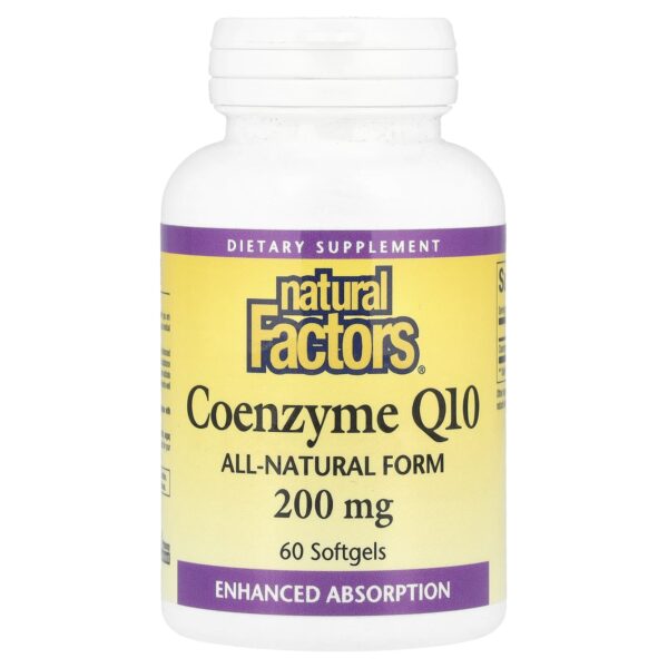 Natural Factors Coenzyme Q10, 200 mg, 60 softgel capsules