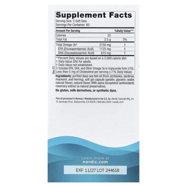 Nordic Naturals Ultimate Omega® 2X, Lemon, 2150mg 120 softgels