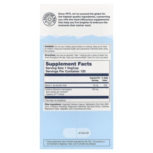 Solaray AF Cranberry Extract for Urinary Tract Health 120 Vegetable Capsules