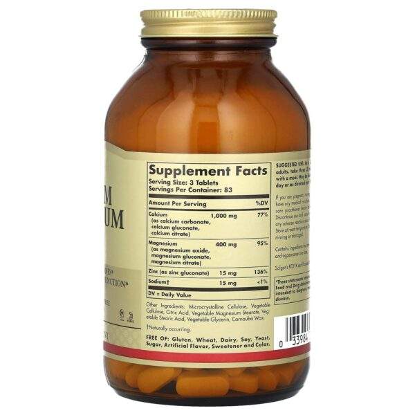 Solgar Calcium Magnesium plus Zinc, 250 tablets