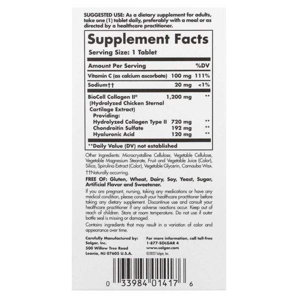 Solgar Hyaluronic Acid and Collagen Complex, 30 tablets