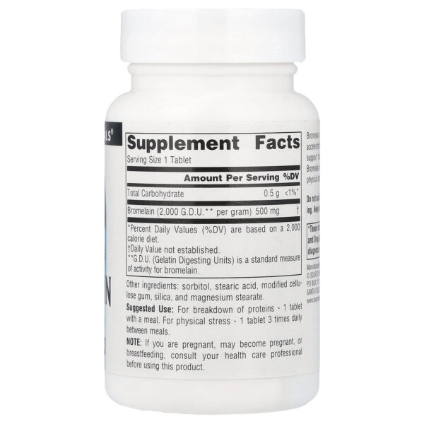 Source Naturals Bromelain 2,000 GDU/g, 500 mg, 60 Tablets
