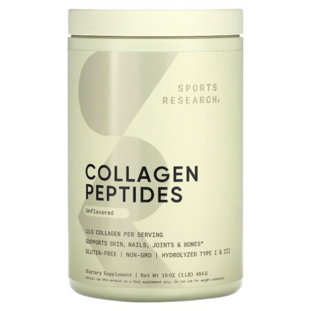 Sports Research Collagen Peptides, Unflavored, 454 g
