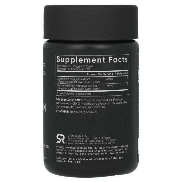 Sports Research Lutein + Zeaxanthin, Plant-Based, 120 Vegetable Softgels