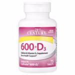 21st Century 600+D3 Calcium & Vitamin D3 75 Tablets