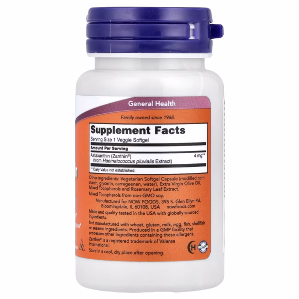 NOW Foods Astaxanthin 4 mg 60 Veg Softgels
