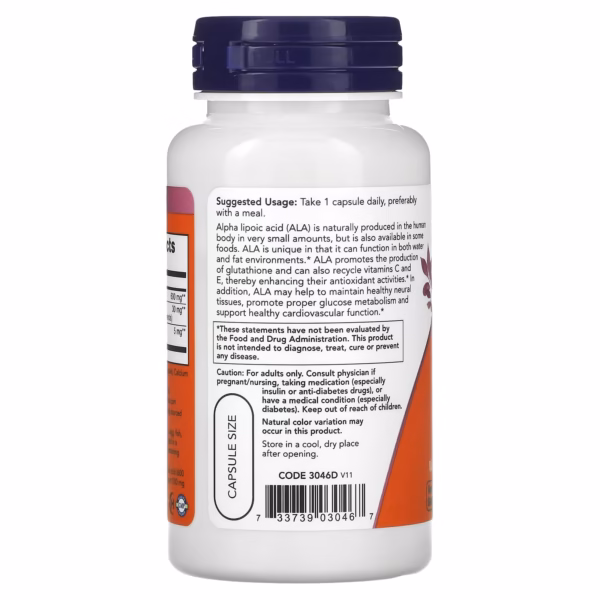 NOW Foods Extra Strength Alpha Lipoic Acid 600 mg 60 Veg Capsules