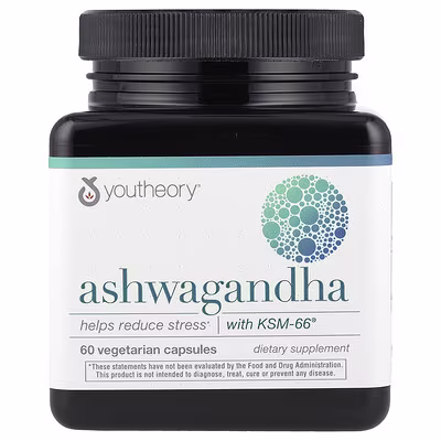 Youtheory Ashwagandha 500 mg 60 Veg Capsules