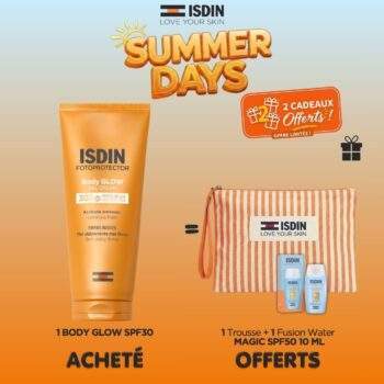 ISDIN fotoprotector Body Glow Spf30 200ml =  Trousse + Fusion Water 10 ml OFFERTS