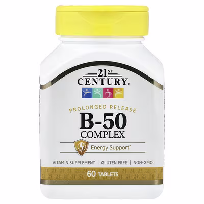 21st Century B50 Vitamin B Complex Sustained Release 60 Tablets