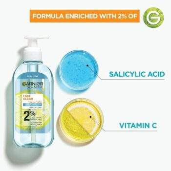 GARNIER Skin Active Fast Clear Gel Nettoyant Moussant Anti Acné avec de l&rsquo;Acide Salicylique – 200ml