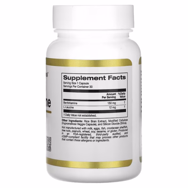 California Gold Nutrition Benfotiamine 150 mg 30 Veg Capsules