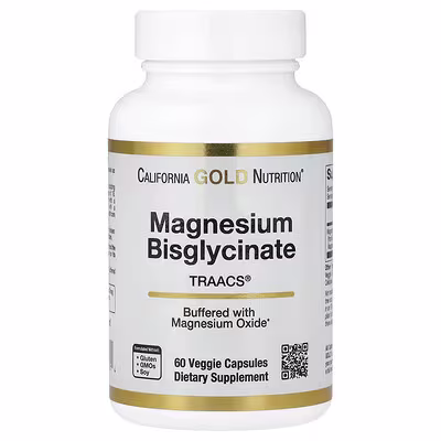 California Gold Nutrition Chelated Magnesium Bisglycinate TRAACS 100 mg 60 Veg Capsules