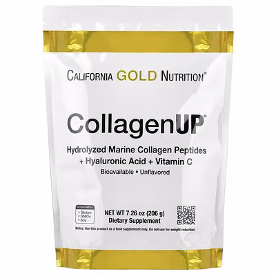 California Gold Nutrition CollagenUP Marine Collagen Peptides Hyaluronic Acid Vitamin C 206 g