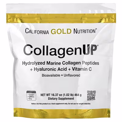 California Gold Nutrition CollagenUP Marine Collagen Peptides Hyaluronic Acid Vitamin C 464 g