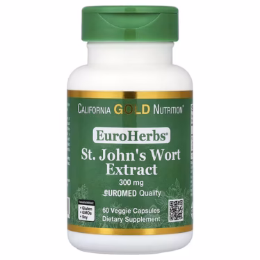 California Gold Nutrition EuroHerbs Extrait de Millepertuis 300 mg 60 Capsules