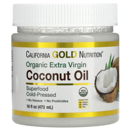 California Gold Nutrition Huile de Coco Vierge Biologique Pressée à Froid – 473 ml