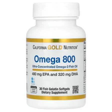 California Gold Nutrition Omega-800 Fish Oil 1000 mg – 30 Fish Gelatin Softgels