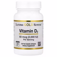 California Gold Nutrition Vitamin D3 2000 IU – 90 Fish Gelatin Softgels