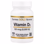 California Gold Nutrition Vitamin D3 5000 IU – 90 Fish Gelatin Softgels