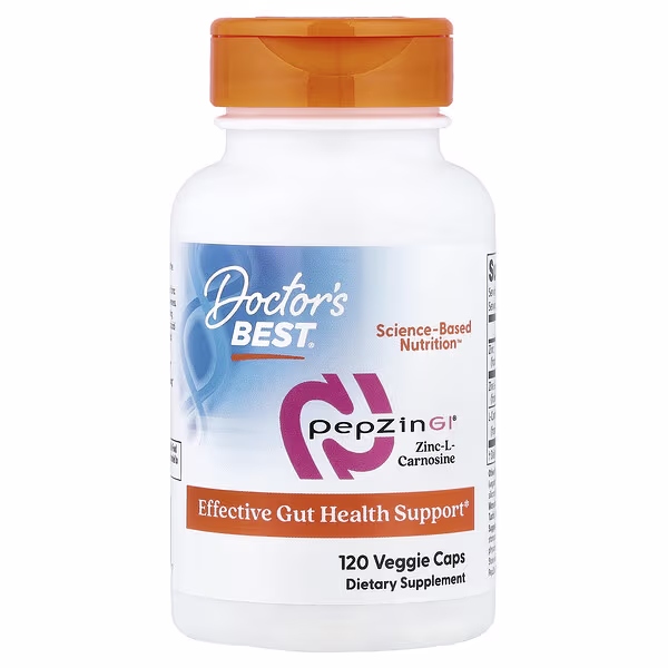 Doctor's Best PepZin GI Zinc-L-Carnosine – 120 Vegetarian Capsules