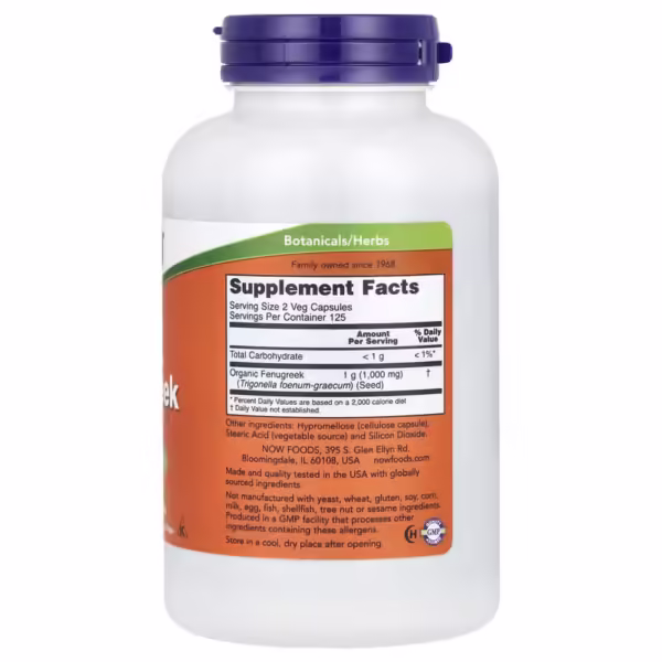 Now Foods Fenugrec 1000 mg 250 Capsules Végétales