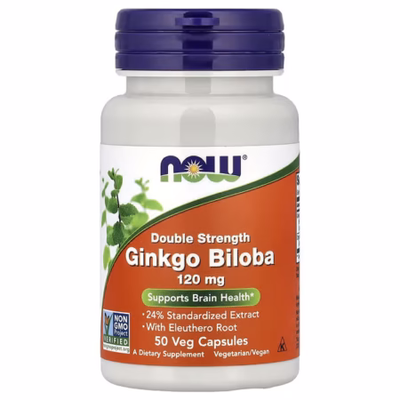 Now Foods Ginkgo Biloba Double Efficacité 120 mg 50 Capsules Végétales