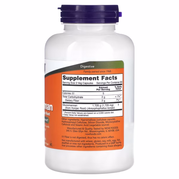 Now foods Glucomannane 575 mg 180 Capsules Végétales
