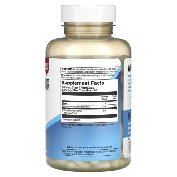 KAL Glycinate de Magnésium Haute Absorption 350 mg – 160 VegCaps
