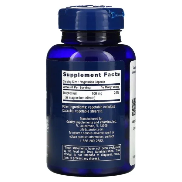 Life Extension Magnesium Citrate 100 mg – 100 Veg Capsules