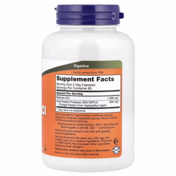 NOW Foods Betaine HCl 120 Veg Capsules