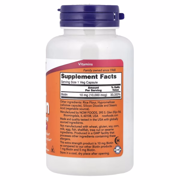NOW Foods Biotin 10 mg 120 Veg Capsules