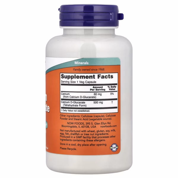 NOW Foods Calcium D-Glucarate 500 mg 90 Veg Capsules