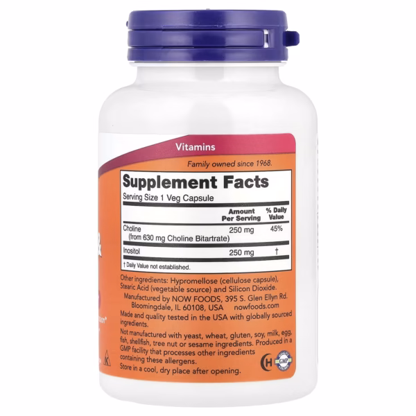 NOW Foods Choline & Inositol 100 Veg Capsules